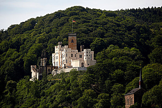城堡,莱茵河,科布伦茨,世界遗产,中间,山谷,莱茵兰普法尔茨州,德国,欧洲