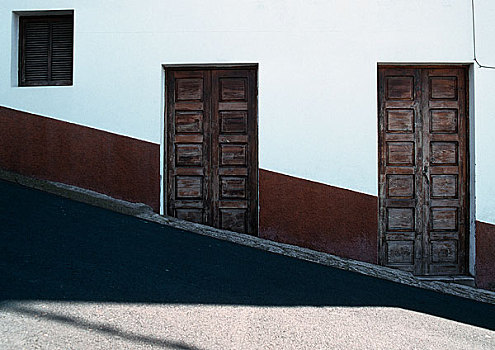 木质,门,住宅建筑,山,帕尔玛,加纳利群岛,西班牙