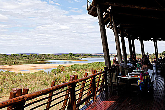 休息,露营,餐馆,太阳,平台,克鲁格国家公园,南非