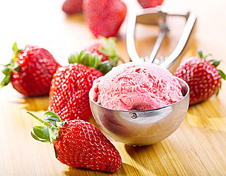 草莓冰激凌,新鲜,浆果