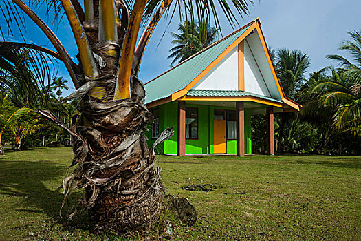 彩色,教堂,雅浦岛,岛屿,密克罗尼西亚