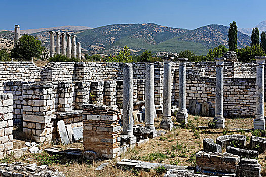 残余,柱子,寺庙,阿芙罗狄蒂,阿芙洛蒂西亚斯,土耳其,亚洲