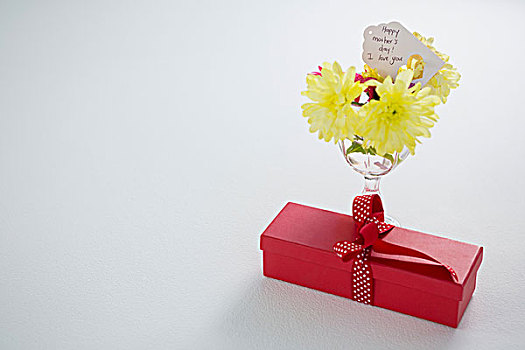 礼盒,花,玻璃,高兴,母亲节,标签,白色背景,背景