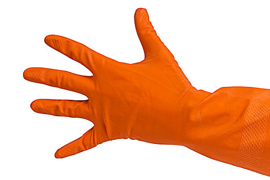 牵手,橙色,手套,计算,五个,隔绝,白色背景