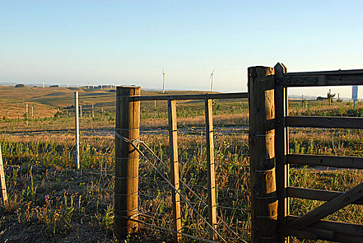 大门,铁丝栅栏,风车,农场