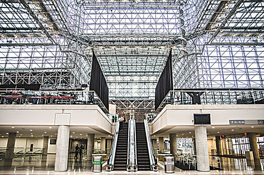 中心,扶梯,高档,玻璃天花板,纽约,美国