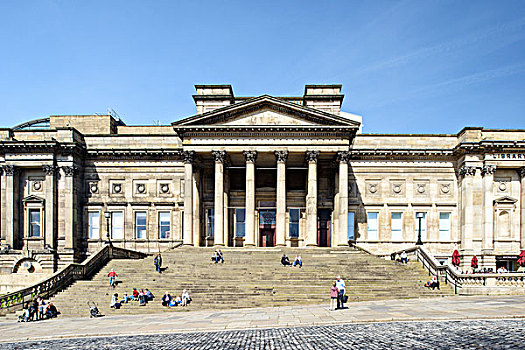 外景,传统建筑,利物浦,中央图书馆,展示,老式,向上,入口