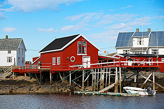 传统,挪威,海滨城镇,木屋,岩石海岸