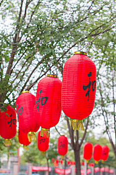 国庆节社区里的红灯笼