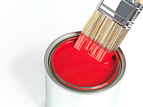 上油漆,漆刷,罐,红色,颜料