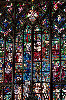 彩色玻璃窗,布拉格城堡,布拉格,捷克共和国