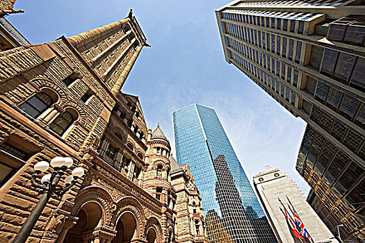 老市政厅,围绕,现代建筑,市区,多伦多,安大略省,加拿大