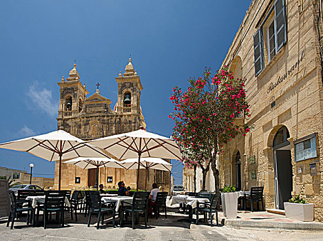 街道,咖啡,大教堂,岛屿,戈佐,马耳他,欧洲