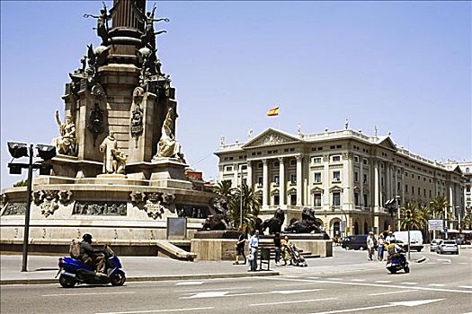 纪念建筑,正面,建筑,哥伦布,巴塞罗那,西班牙