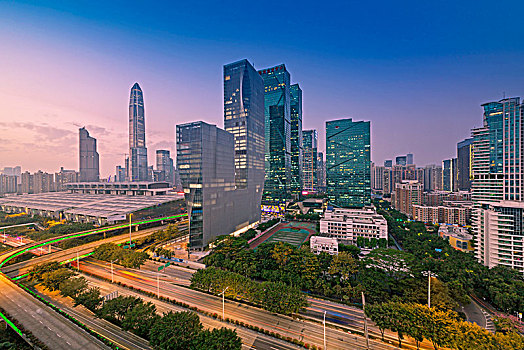 中国广东深圳福田中心区都市夜景