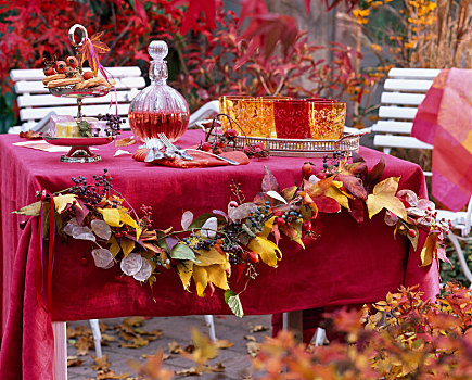 桌饰,花环,秋天,叶子