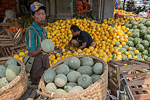 亚洲,缅甸,曼德勒,市场,水果