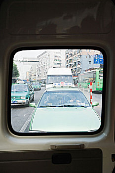 广州,城市交通,后面,车窗
