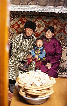 肖像,蒙古人,家庭