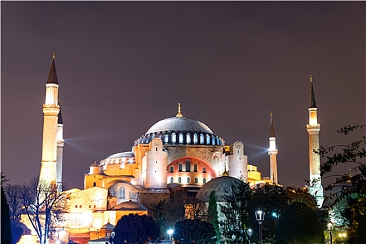 圣索菲亚教堂,伊斯坦布尔,夜晚