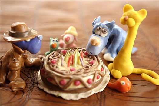 玩具,橡皮泥,生日快乐,蛋糕,上方,白色