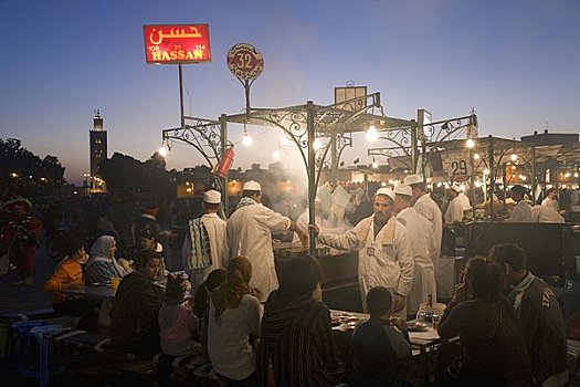 户外,餐饮摊,玛拉喀什,摩洛哥