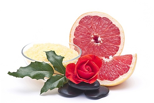柚子,浴盐,新鲜水果,红玫瑰