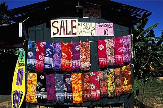 夏威夷,瓦胡岛,北岸,彩色,印花方巾,店面,出售