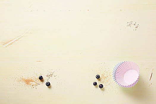 蓝莓,红糖,蛋糕,容器,木质背景