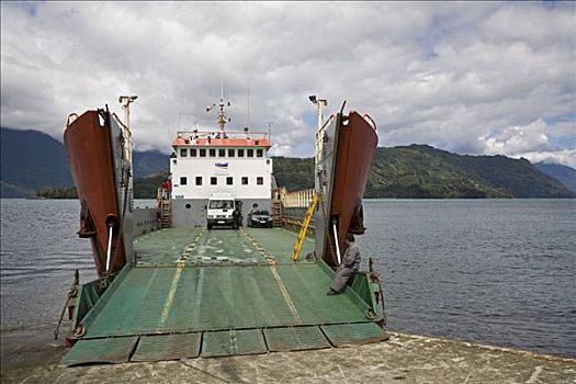车辆渡船,港口,巴塔哥尼亚,智利,南美