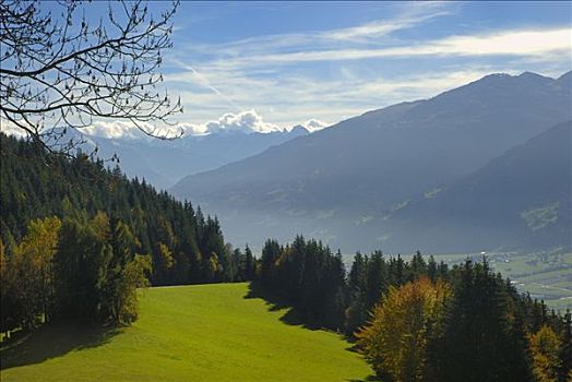 风景,山脊,阿尔卑斯山,上方,秋天,高山牧场
