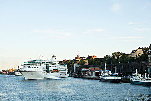 瑞典,斯德哥尔摩,湖,渡船,离开,码头