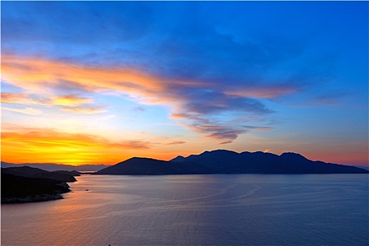 漂亮,日落,上方,爱琴海