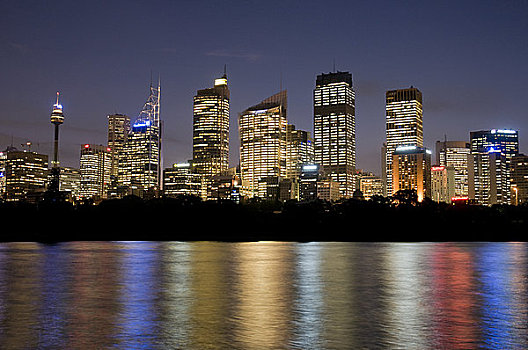 澳大利亚,悉尼,城市天际线,夜晚,塔