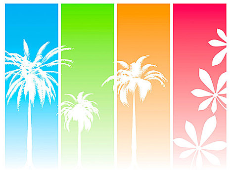 彩色,抽象,背景,热,夏天,棕榈树,树