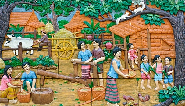 泰国文化,石刻,庙宇,墙壁