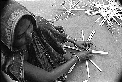 制作,篮子,竹子,孟加拉