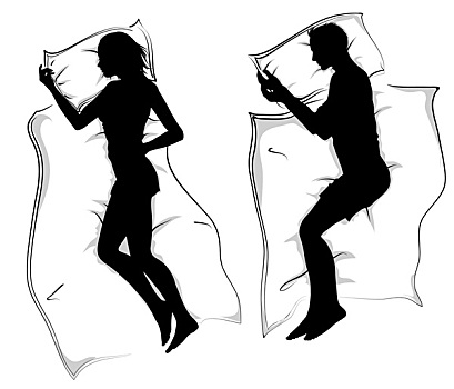 女人,男人,剪影,卧,床上,睡觉