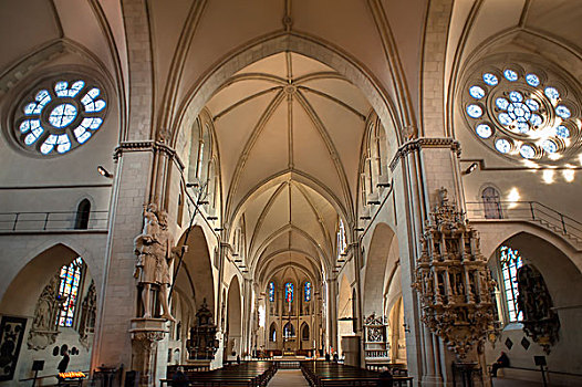 室内,拱顶,教堂高坛,右边,左边,圣保罗大教堂,芒斯特,明斯特地区,北莱茵威斯特伐利亚,德国,欧洲