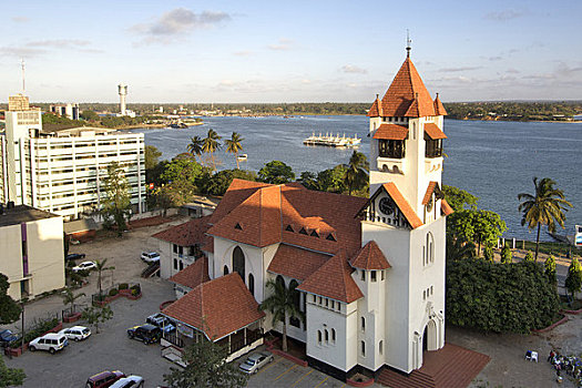 俯拍,教堂,正面,路德教会,坦桑尼亚