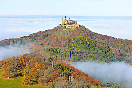 城堡,高山,巴登符腾堡,德国,欧洲