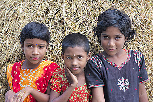 微笑,乡村,女孩,孟加拉,十月,2008年