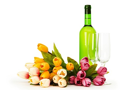 葡萄酒,花,隔绝,白色背景