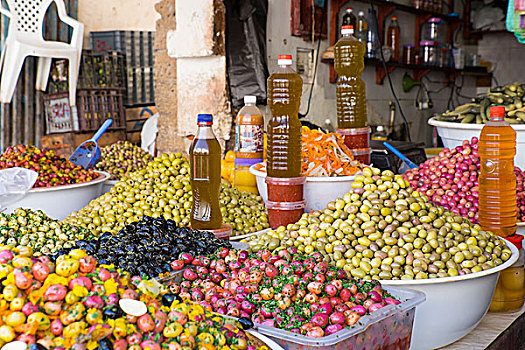 摩洛哥,苏维拉,露天市场,品种,橄榄,油,保存,柠檬,出售
