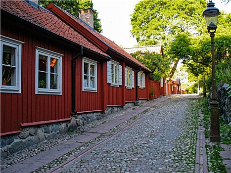 红色,木质,瑞典,房子