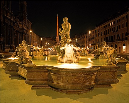 夜晚,纳佛那广场,罗马,意大利