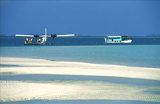 马尔代夫,环礁,水上飞机,到达,岛屿