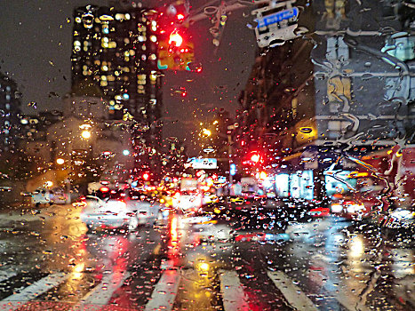 街道,交通,汽车,雨滴,挡风玻璃,纽约,雨