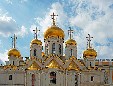 圆顶,圣母报喜大教堂,克里姆林宫,莫斯科,俄罗斯,欧洲