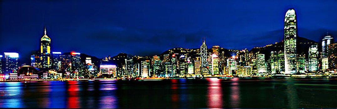 香港,全景,夜景